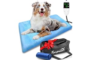 FurryPlanet Upgrade Dog Heating Pad with 2 Covers&840D Storage Bag,Adjustable Temperature Electric Pet Heating Pad with Timer,Waterproof Large Heated Bed Mat with Chew-Proof Cord,L