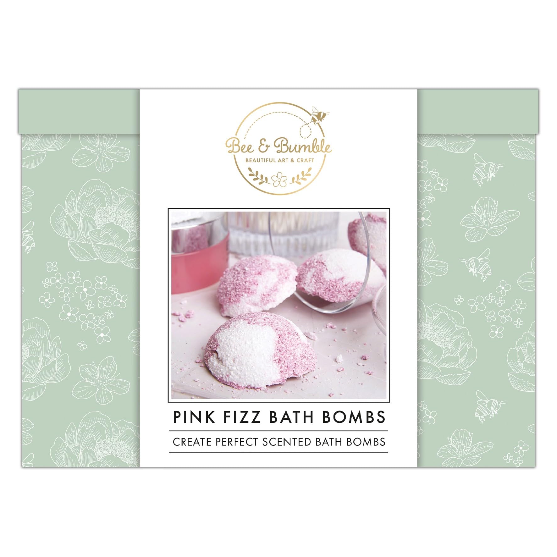 Bee & Bumble DIY Bath Bomb Making Kit - Pink Fizz, 100g Sodium Bicarbonate, 50g Citric Acid, 35g Cocoa Butter, Pink Dye & Fragrance Oil, Hobby Craft Present