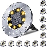 4.6 Inch Diameter Solar Ground Lights, Waterproof Solar Garden Lights, Outdoor Garden Waterproof Bright in-Ground Light, Land