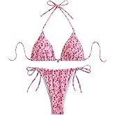 OURMENNA Women's All Over Floral Printed Bikini Sets Halter Summer Swimsuit Bathing Suit
