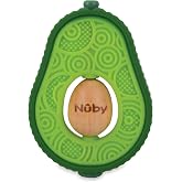 Nuby Silicone Avocado Teether | Spinning Wood Seed- 3+ Months