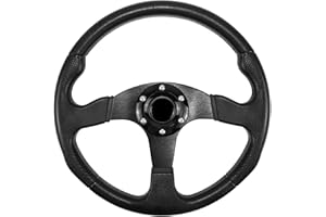 MOTAFAR Universal Racing Steering Wheel, Gaming Steering Wheel 6 Bolts Grip Vinyl Leather with Horn Button for Race/Rally/Motorsport/Car Sim Driving(5128-Black)