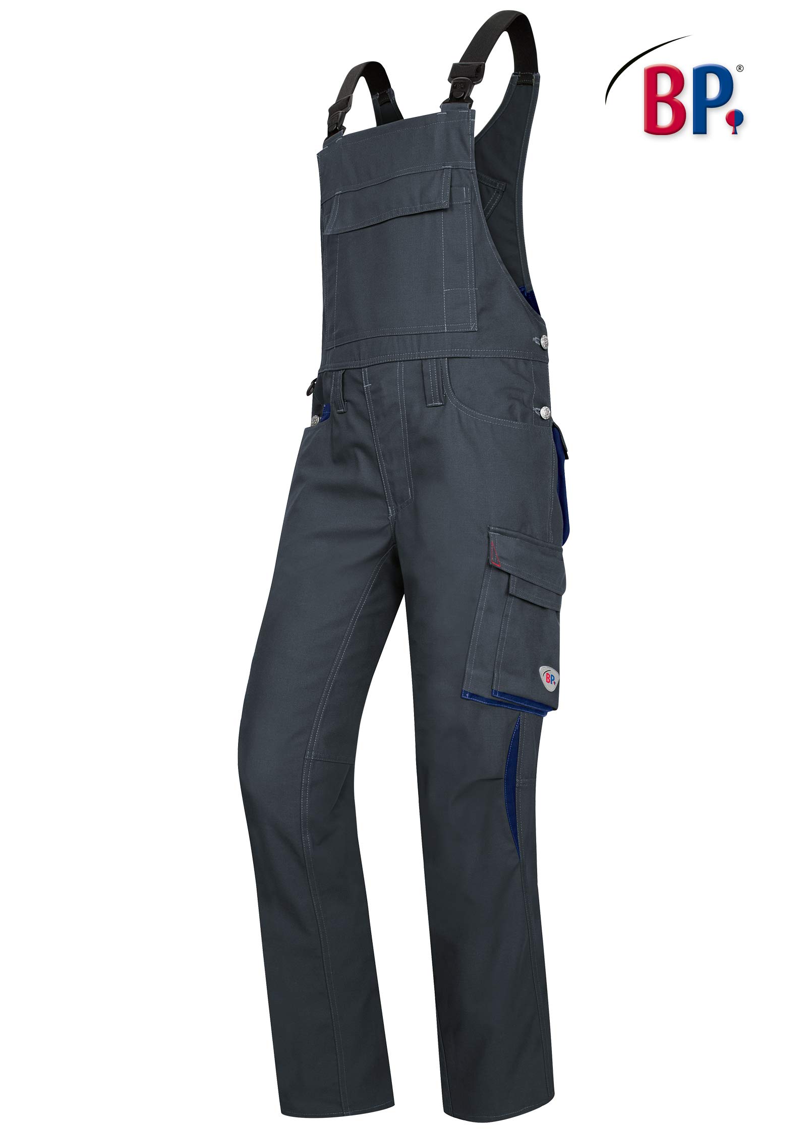 BP 1825-032-5632 Men'S Work Trousers, Higher Waist At The Back, 270,00 G/M², Fabric Blend With Stretch, Anthracite/Black, Size 41/42N