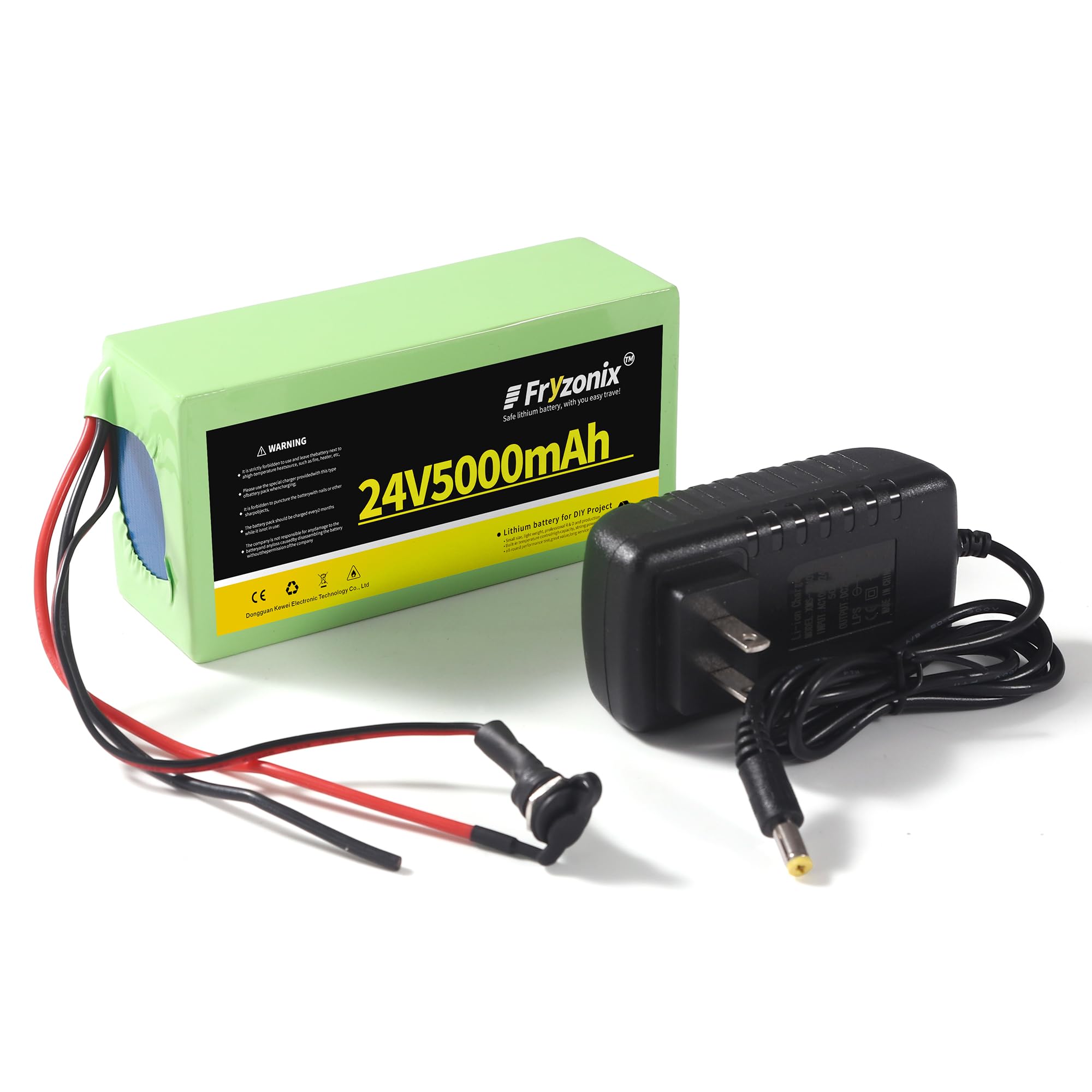 View 1 of 1 Pack 24V 5Ah Lithium Battery with 29.4V 1A Charger, 24 Volt Rechargeable Battery for DIY Projects