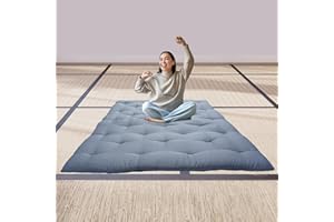 FINDPANDA Japanese Futon Floor Mattress, Folding Tatami Mat Sleeping Pad,Roll Up Kids Floor Lounger Pillow Bed (Grey, Queen)