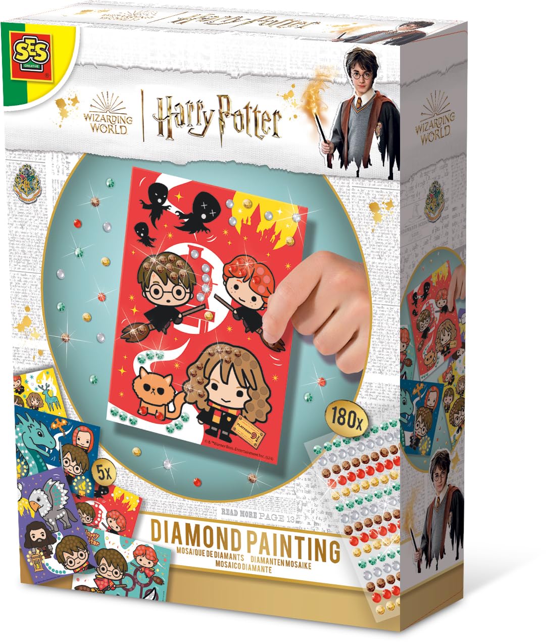 SES Creative 09342 Harry Potter Diamond Painting Kit for Kids Including 180 Diamond Dot Stickers and 5 Harry Potter Mosaic Cards