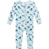 Posh Peanut Convertible Baby Sleepers - Boys Footless Baby Pajamas with 2 Way Zipper for Easy Diaper Changes - Construction Cars, Newborn
