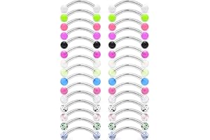 SCERRING 16G 14G Stainless Steel Curved Barbell Snake Eyes Tongue Ring Nipplerings Nipple Rings Piercing Jewelry Retainer 14mm 16mm 30PCS