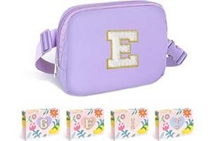 COSHAYSOO Purple Belt Bag Fanny Pack Crossbody Travel Essential Stuff Trendy Birthday Christmas Gifts for 4 5 6 7 8 9 10 11 12 Year Old Little Big Girls Monogrammed Cute Presents Initial Letter E