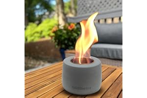 Mavalzy Tabletop Fire Pit, Mini Portable Tabletop Rubbing Alcohol Fireplace Table Top Fire Pit Bowl Long Burning Smokeless Indoor Outdoor Mini Fireplace with Extinguisher Gray