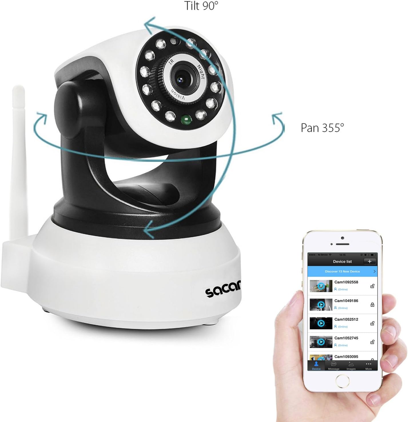 Wireless WiFi IP Security Surveillance Dome Camera SACAM HD 720p Baby Pet Monitor with Remote Pan/Tilt Night Vision