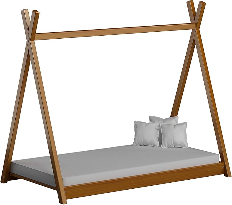 Children's Beds Home Cama Individual con Dosel de Madera Maciza