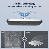 Hibbent Self-Cleaning Rainfall Shower Head 12x8 Inch Square Black Chrome view 3