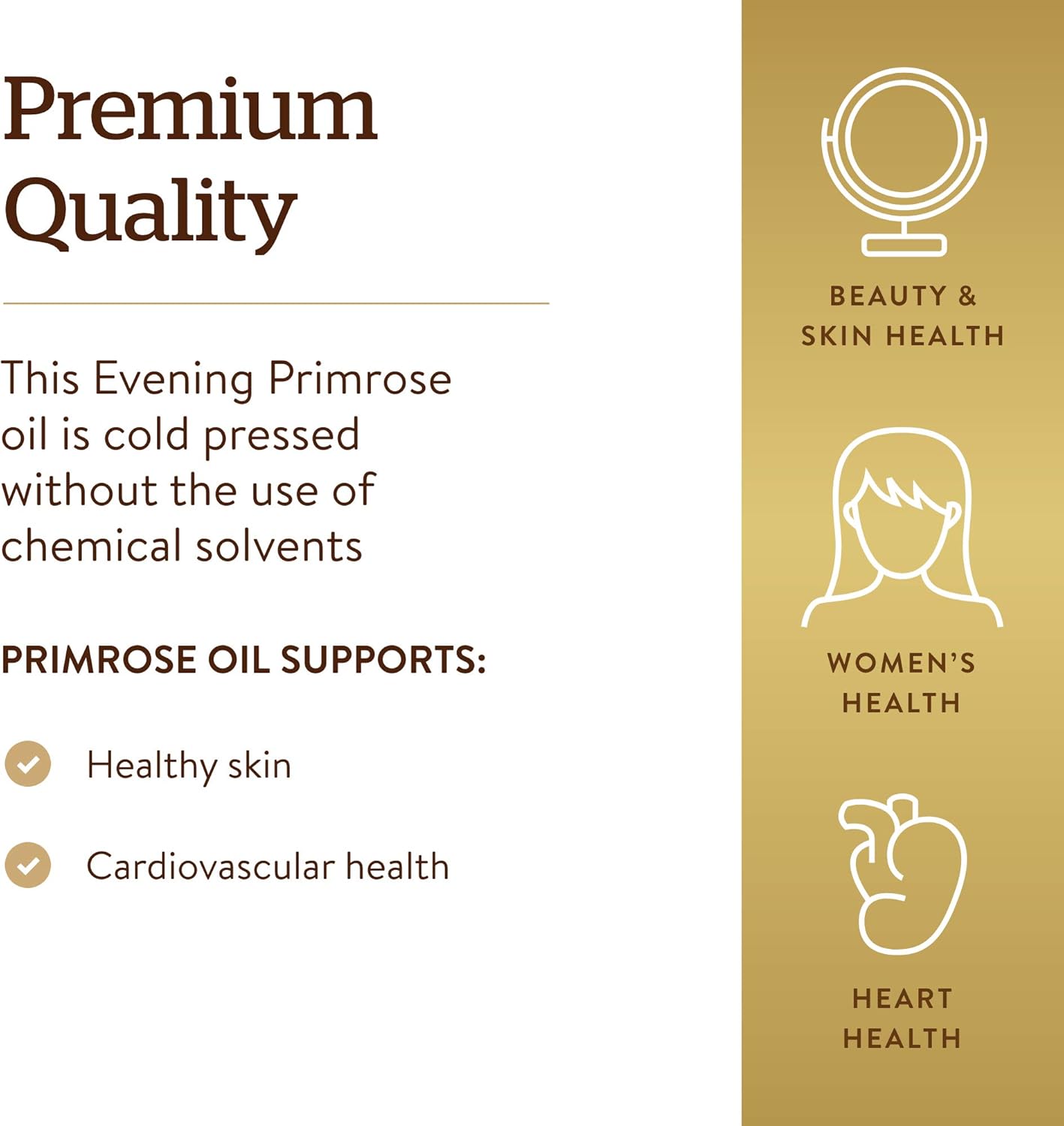 Solgar Evening Primrose Oil 1300 mg, 60 Softgels - Promotes Healthy Skin & Cardiovascular Health - Nutritional Support for Women - Non-GMO, Gluten Free, Dairy Free - 60 Servings: Health & Personal Care