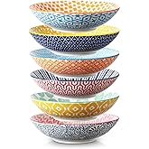 Selamica Porcelain 40oz Large Bowls 9 inch Big Pasta Salad Bowls, Microwave and Oven Safe, Colorful, Set of 6