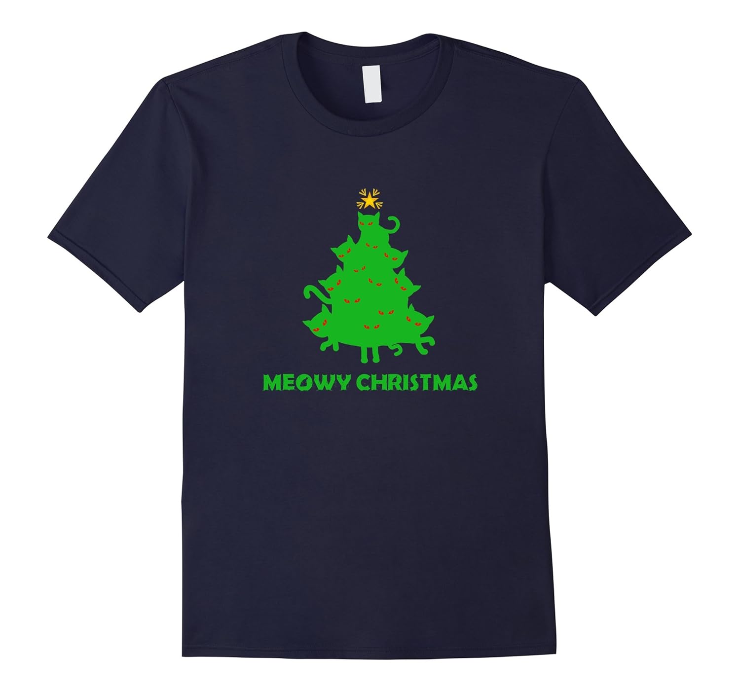 Meowy Christmas T Shirt-Funny Merry Christmas Tree Cat Shirt-ANZ