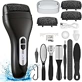 Electric Callus Remover for Feet - with Larger Grinding Head, Portable Pedicure Kit Foot File Callus Remover, Rechargeable Waterproof Foot File for Foot Care Deadskin Remover LCD Display-Black