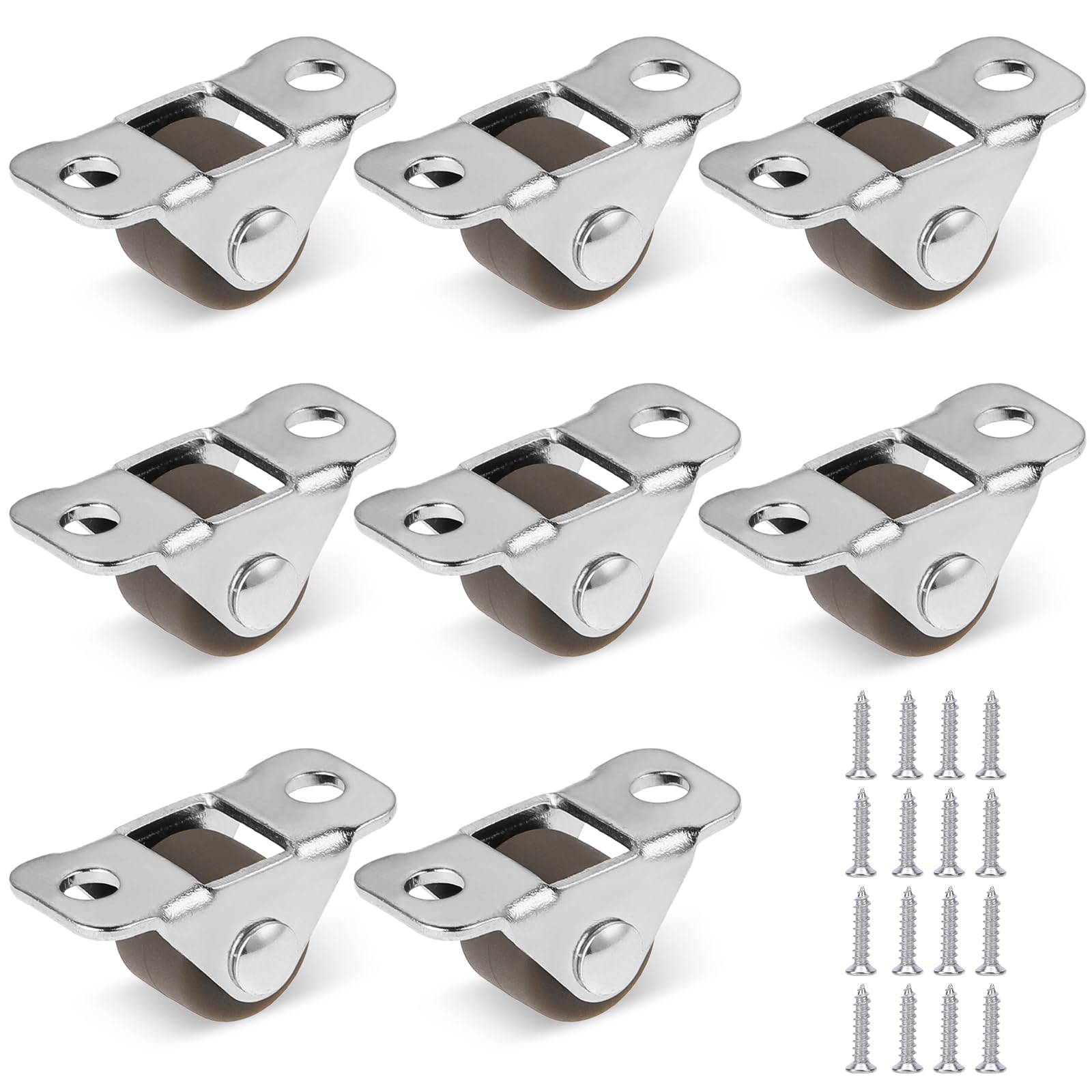 8 Pack Mini Caster Wheels for Furniture 0.5 Inch Little Rubber Rolling Wheels with Steel Top Plate Metal Fixed Plate Rubber Low Profile Caster Wheel for Small Appliances DIY Project