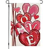 CROWNED BEAUTY Valentines Day Garden Flag Love Heart 12x18 Inch Double Sided Welcome Decoration for Outside Yard CF1921-12