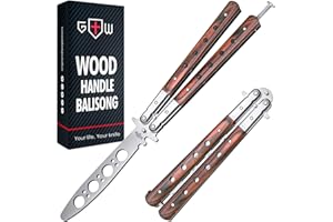GOOD WORKER Butterfly Trainer with Wood Handles - Practice Butterfly - Butterfly Trainers NOT Real NOT Sharp Blade - Dull Trick Butterfly - Butter Fly Training