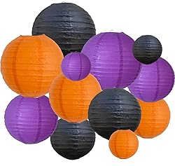 BEISHIDA 12Pcs Orange Purple Black Paper Lanterns