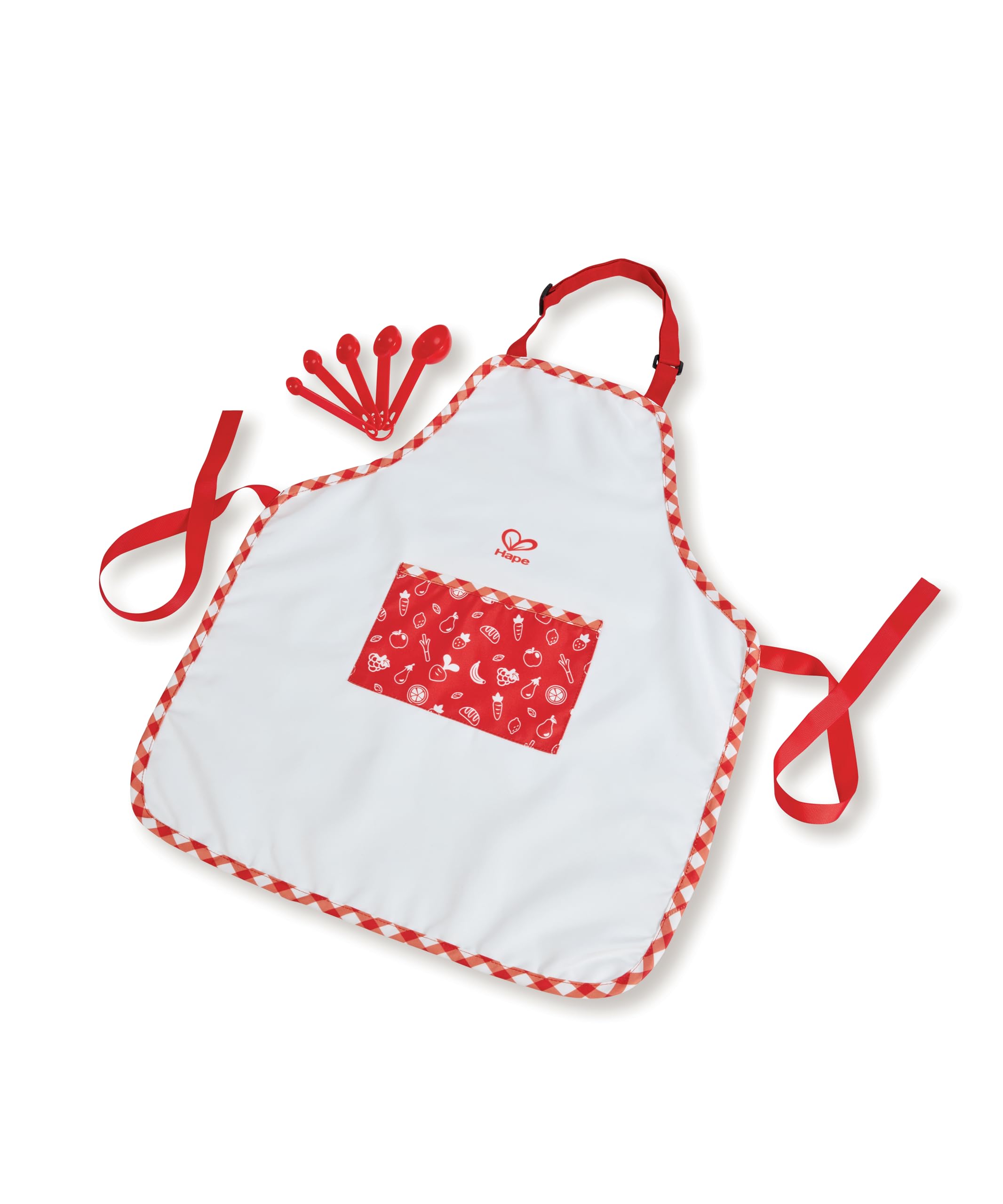 Hape E3162 Chef Pack Dress Up Play Set with Cooking Accessories for Kids, Ages 3+, Red and White