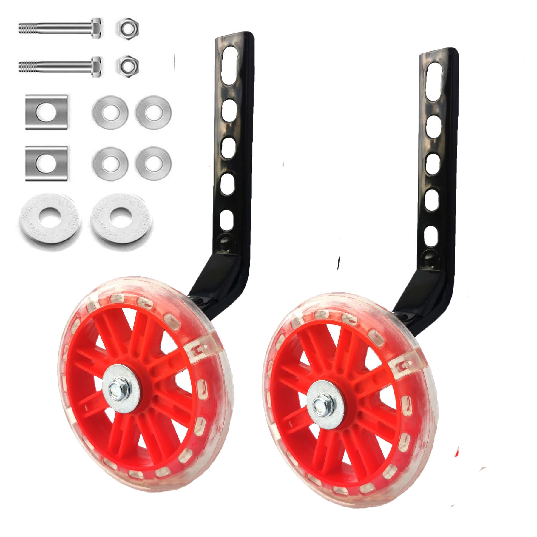 Photo 1 of Mehome Flash Training Wheels for 12 14 16 18 20 Inch Kids Bike?Heavy Duty Training Wheels are for Single Speed Bicycle (red)
