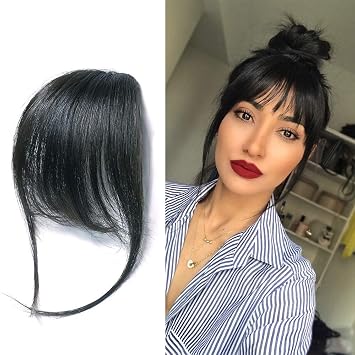 Buy With Temple 1 Jet Black Reysaina Clip In Bangs 100 Human