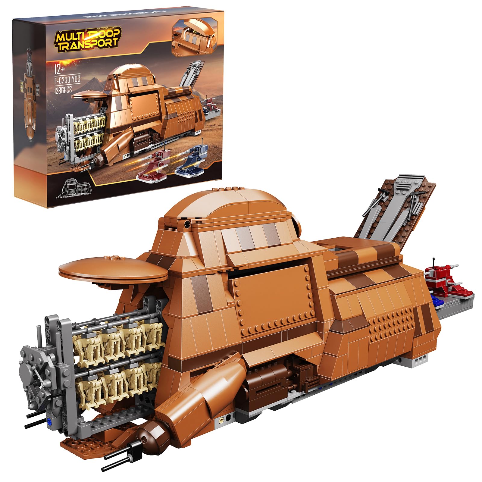 Photo 1 of BuildingBoat Battle Trade Federation Droid Ship Multi Troop Transport Building Kit, Battle Soldiers Troop Carrier with 2 Droidekas & 8 Machine Gun?Builidng Toy for Kids Ages 12+(1286 Pieces)