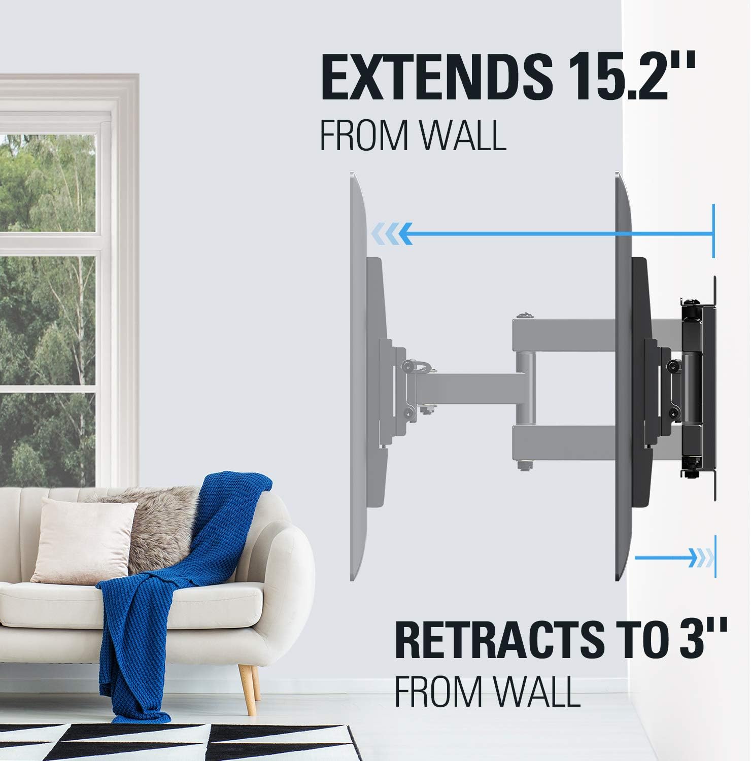 Mounting Dream UL Listed TV Mount TV Wall Mount with Swivel and Tilt for Most 32-55 Inch TV, Full Motion TV Mount with Articulating Dual Arms, Max VESA 400x400mm, 99 lbs. Loading, 16 inch Studs MD2380: Electronics