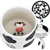 Arawat Cow Mug with Cow Inside Cute Coffee Mugs Tea Cups Ceramic Cup Funny Coffee Mugs with Spoon Mugs Gift for Women Friends Unique Coffee Mug for Birthday Party Novelty Gift for Cows Lover