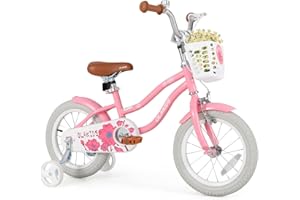 OLAKIDS Kids Bike, 12 14 16 18 Inch Toddlers Bike with Removable Training Wheels Basket, Safety Bell, Adjustable Seat Handleb
