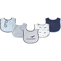 Luvable Friends Unisex Baby Cotton Terry Drooler Bibs with PEVA Back, Airplane, One Size