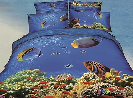 Joybuy 3d Underwater World Bedding Sets Tropical Fish Bedding 3d