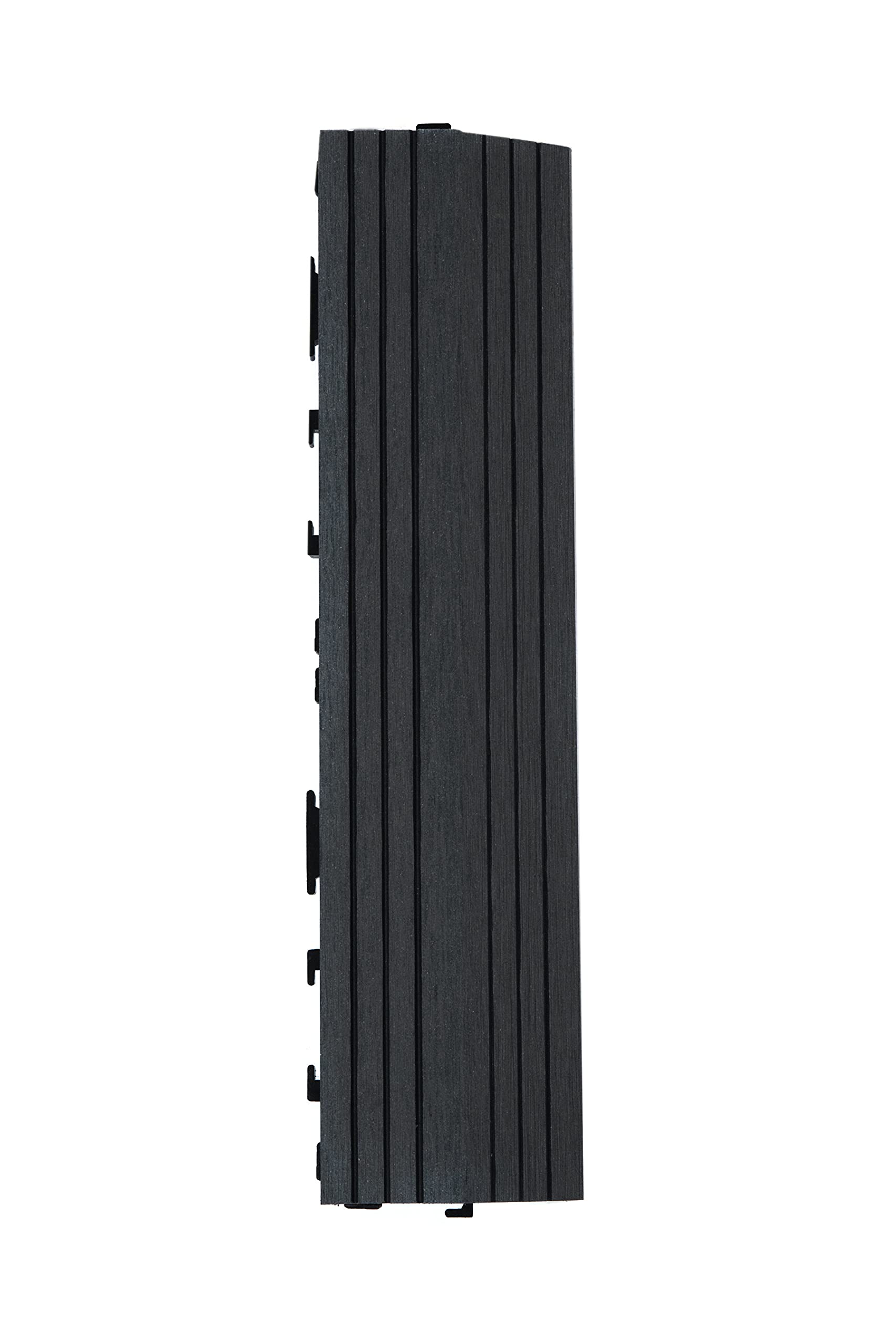GreenBrokers DEKCO 1 Piece Composite Wood Plastic Decking Interlocking Tiles with Woodgrain Effect 30cm x 7cm, Black Straight Edge
