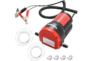 DASBET 12V 60W Oil Change Pump Extractor, Oil/Diesel Fluid Pump Extractor Scavenge Suction Oil Change Pump Transfer Oil Removal Pump for Oil Change Tubes Truck Rv Boat ATV (Red)
