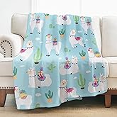 Levens Llama Blanket 60"x50" Llama Gifts for Women Girls, Cute Cactus Llamas Alpaca Throw Blanket Decor for Couch Bed, Soft Cozy Lightweight Flannel Blankets for Kids