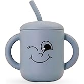Meet the Moodies (MOM) 100% Silicone Sippy Cup with Straw & Handles BPA-Free, Leak-Proof Baby Cup for 6+ Months | Helps Toddlers Transition from Bottle to Cup with Every Sip Full of Emotion & Fun