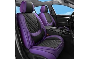 Sxikin Car Seat Covers Full Set Purple Black, Luxury Faux Leather Waterproof Non-Slip Seat Protector Universal Fit for Most Cars SUVs Trucks Pick-ups,Car Interior Accessories for Front Seats and Back