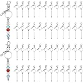 JAPCHET 50 PCS Beadable Keychain Bars, Silver Beaded Keychains, Blank Beadable Items Accessories Keychain Bar for Beads DIY Pendant Key Chain Making Supplies