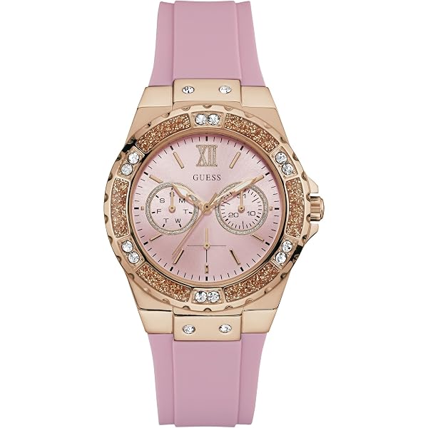 GUESS ROSE GOLD TONE,SS, ROMAN #\'S DIAL,CHRONOGRAPH CLASSIC‎ WATCH-U0450L3. GUESS® Brown and Rose Gold-Tone Leather Sport Watch main image 4