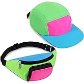 Cindeer 2 Pcs 80s 90s Neon Fanny Pack Hat for Women Neon Hat Retro Fanny Pack for 80s 90s Party Holiday Outfit