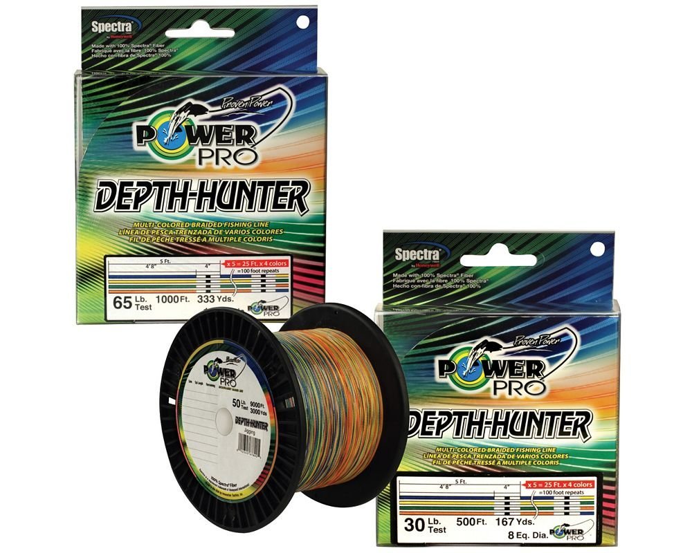 DepthHunter Braided Fishing Line Metered 50lb 1000ft 333 Yd Multi