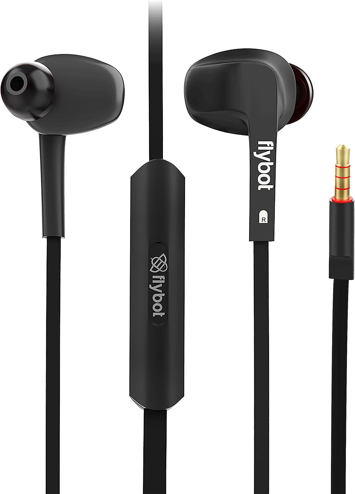 Flybot Strike Wired in Ear Stereo Bass Earphones with Mic & 3.5mm Gold Plated Universal Jack (Black)