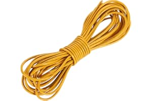 uxcell Round Leather Cord, 5.5 Yard 2 mm Leather String Strips Lacing for DIY Crafts Making Bracelet Purse Strap, Yellow
