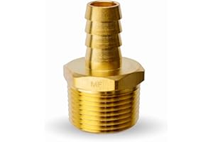 MAACFLOW MAACFLOW Brass 3/4" Male NPT to 1/2" Hose ID Barb Barbed Hose Fitting Adaptor Connector (Pack of 1)