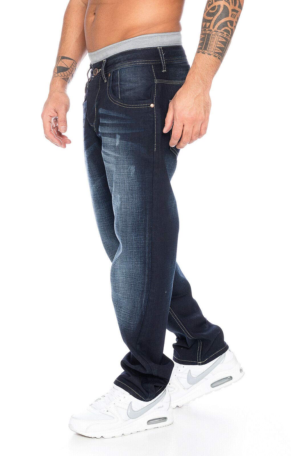 Rock Creek Herren Jeans Hose Denim Blau Straight-Cut Gerades RC-2091 Dunkelblau W36 L34 2