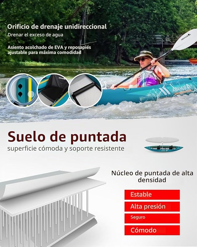 Kayak Hinchable 420cm para 2 Persona 2 Lugar 420x89x23cm Azul