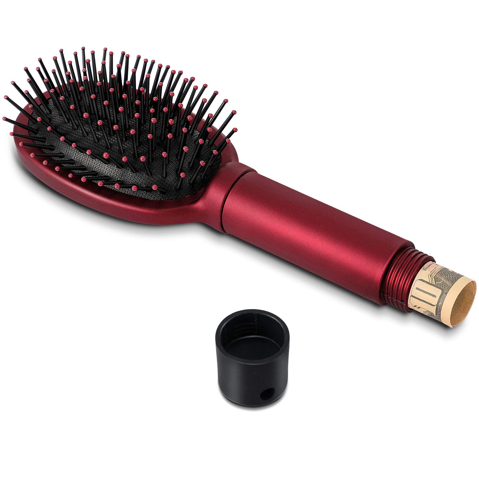 Diversion Safe Hair Brush, Store Money, Cash, Key, Jewelry Safe Hidden Hair Brush Cash Holder Container for Travel or Home Security Gift (Red)