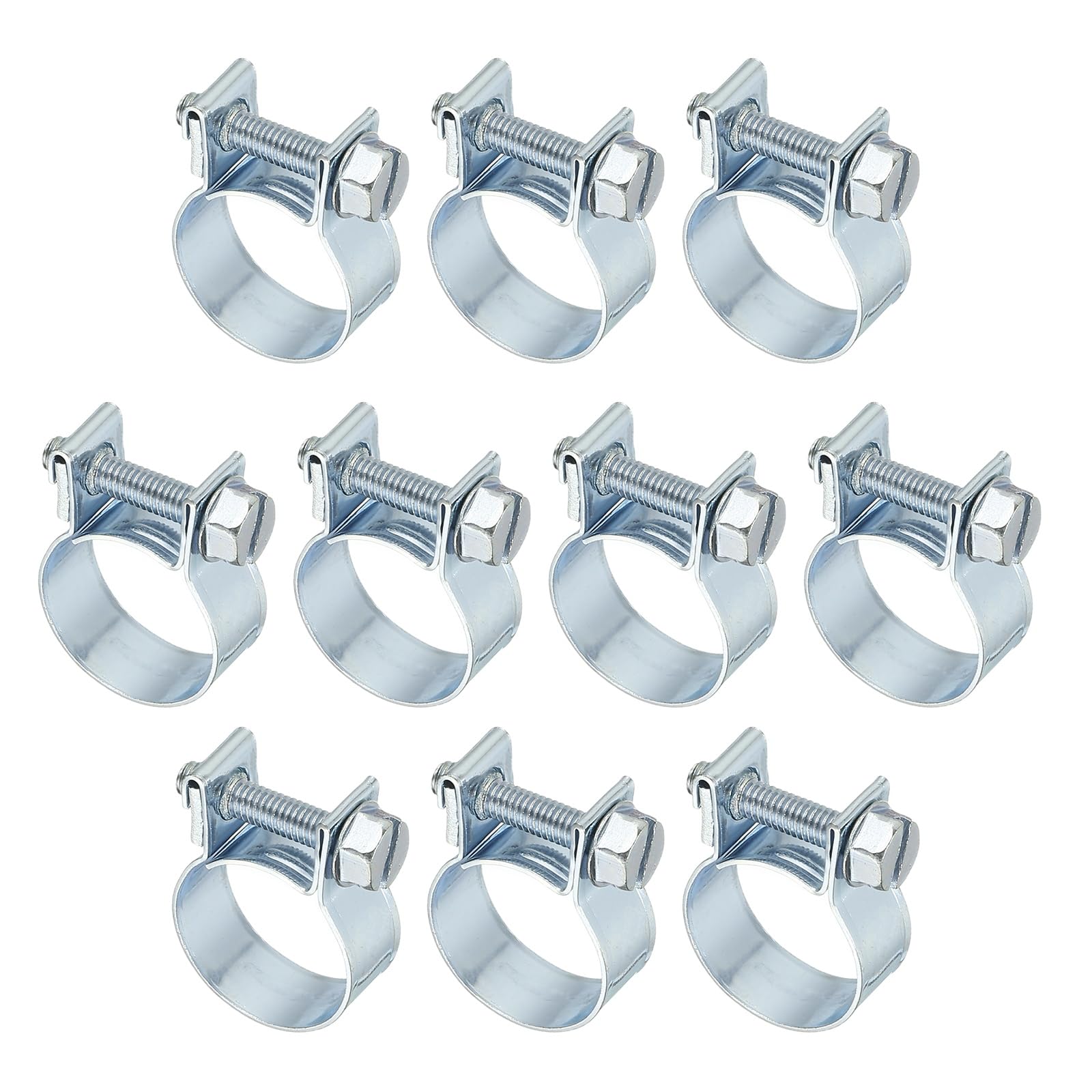 PATIKIL 10 Pcs 16-18mm Mini Fuel Injection Hose Clamps Zinc Plated Adjustable Clamp